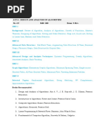 6 It 4: Design and Analysis of Algorithm 3L+1T MM: 100 Exam: 3 Hrs