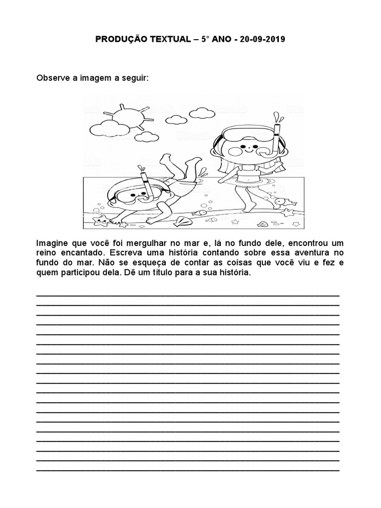 5° Ano - 20-09-19 - Produção Textual | PDF