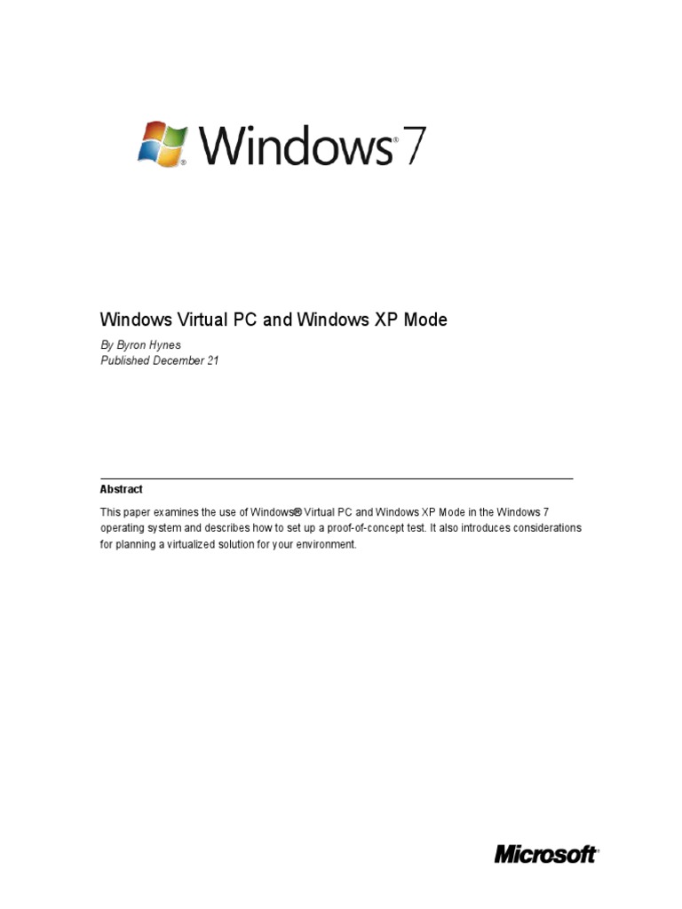 Windows Virtual PC and Windows XP Mode | PDF | Microsoft Windows ...