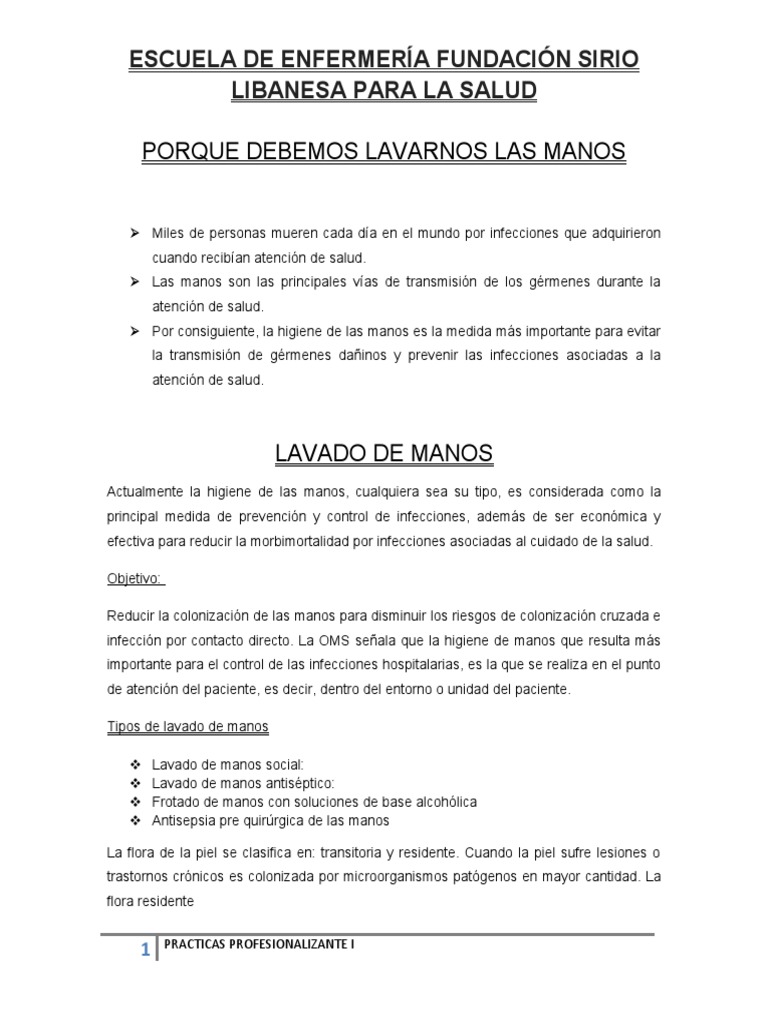 Importancia del Lavado de Manos en Salud | PDF | Lavado de manos ...