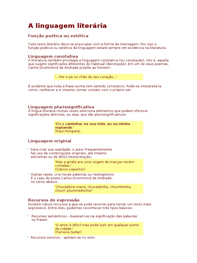 A Linguagem Literária | PDF | Poesia | Linguística