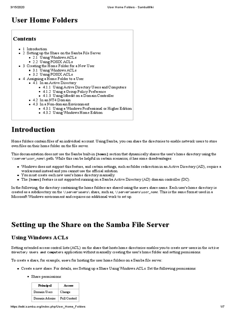 Samba User Home Folder Setup Guide | PDF | Group Policy | Active Directory