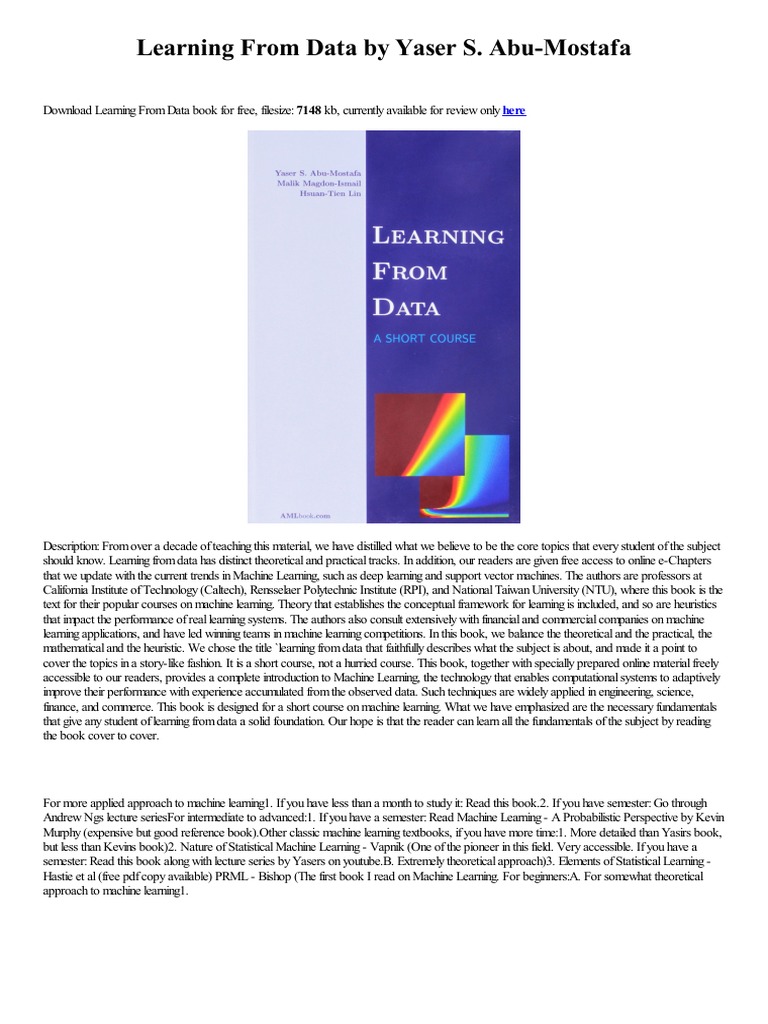 Learning from data pdf machine learning books
