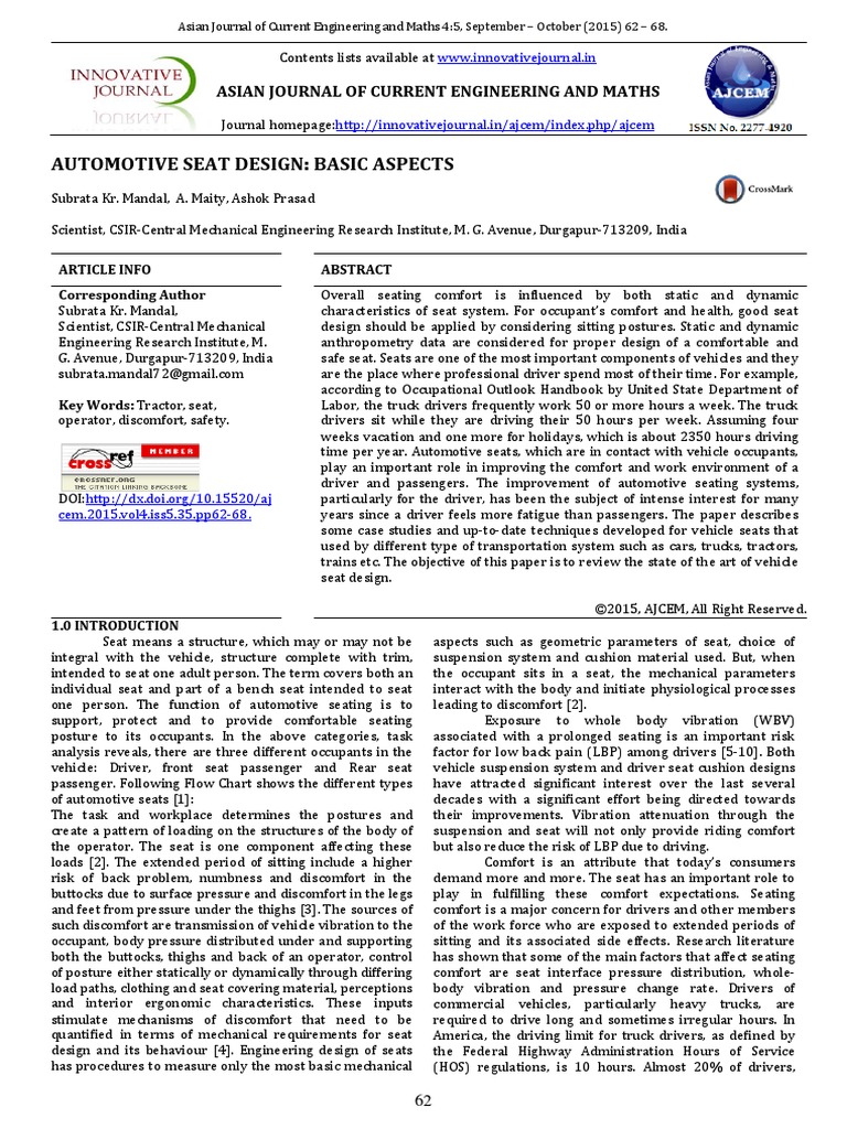 Automotive Seat Design PDF Human Factors And Ergonomics Simulation