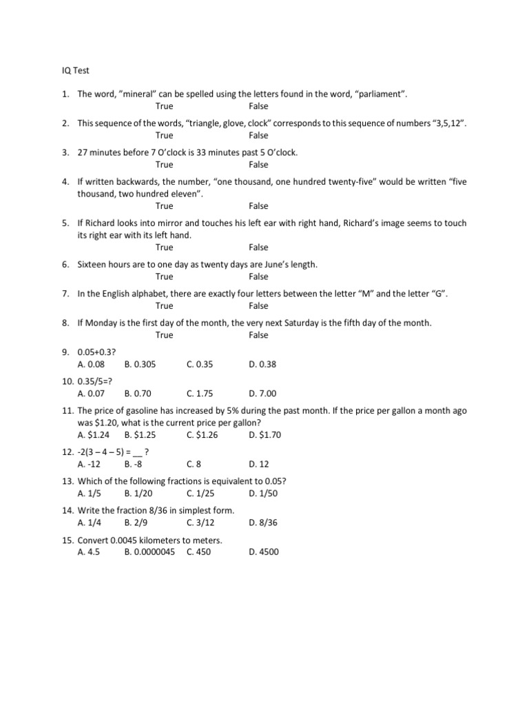 IQ Test | PDF