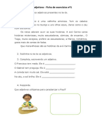 Adjetivos - Ficha de exercícios no1