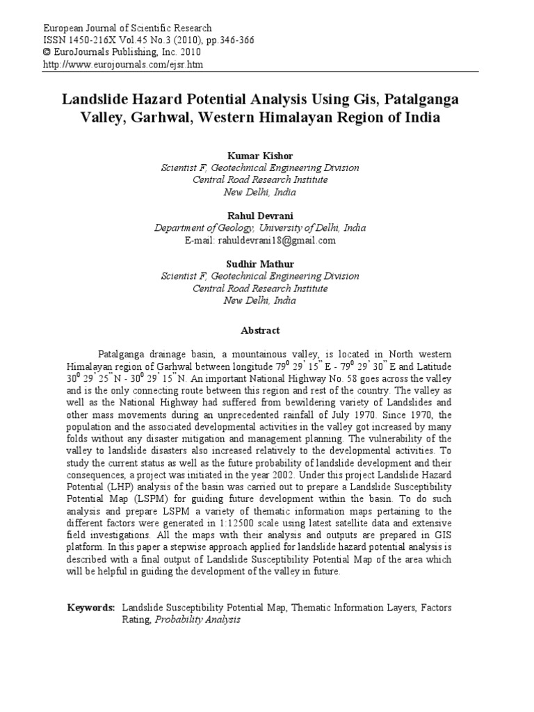 Landslide Hazard Potential Analysis Using Gis, Patalganga | PDF ...