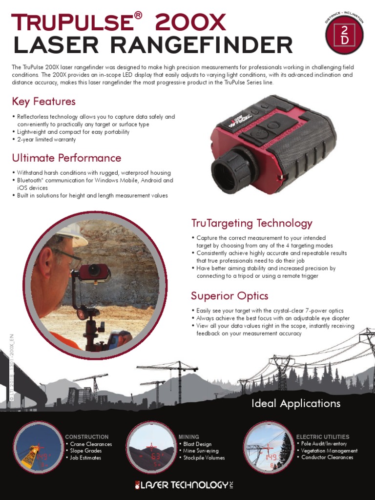TruPulse 200X Laser Rangefinder Specifications PDF PDF Telescopic