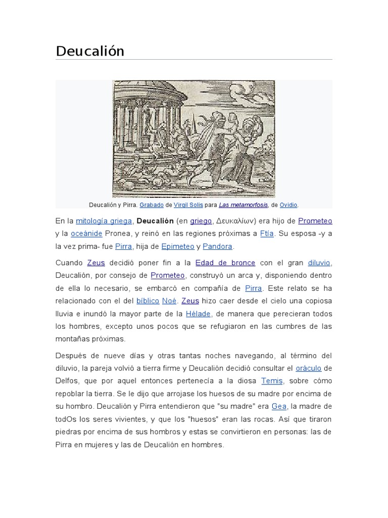 Deucalión y Pirra: Mito del Diluvio | PDF | Mito de la inundación ...