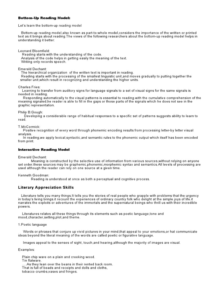 Developmental Reading Hand-Outs | PDF