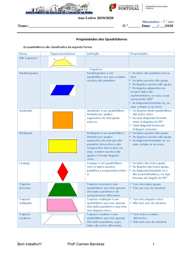 Propriedades dos Quadriláteros | PDF | Espaço | Geometria Euclidiana