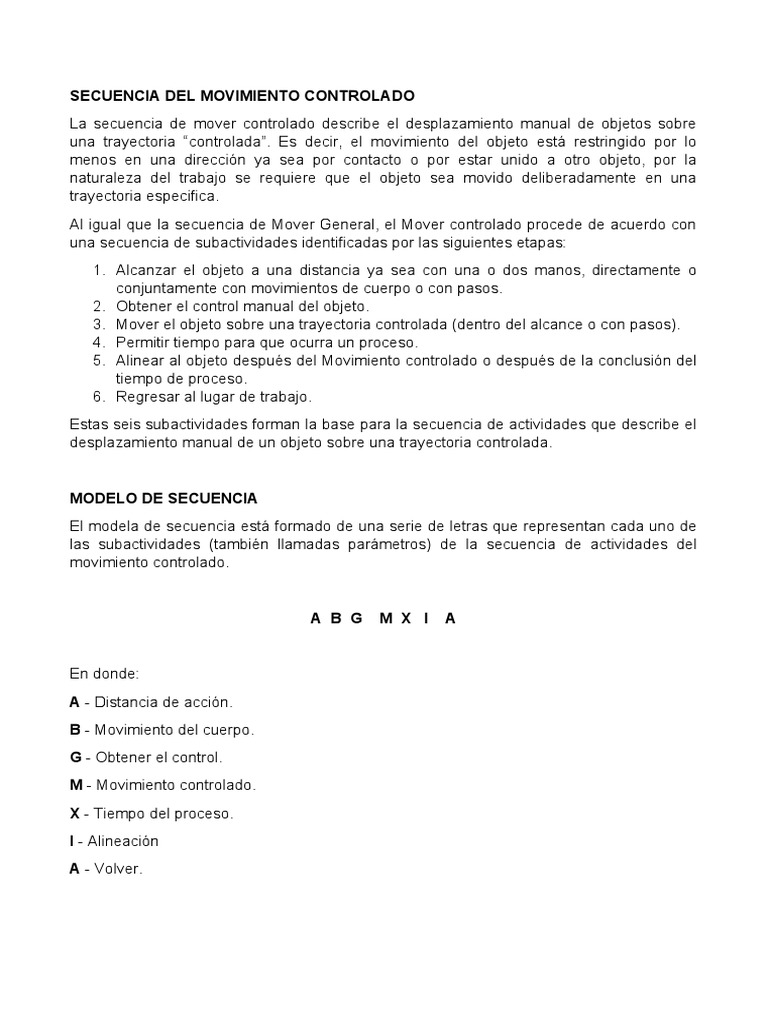 Movimiento Controlado MOST | PDF | Trayectoria | Mano