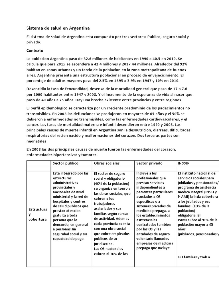 Sistema de Salud en Argentina: Estructura y Desafíos | PDF | Seguridad ...