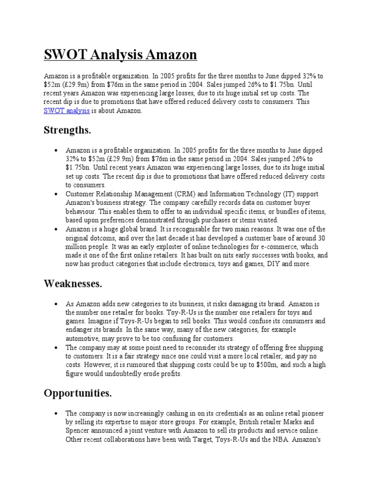 SWOT Analysis Amazon  General Motors  Hybrid Electric 