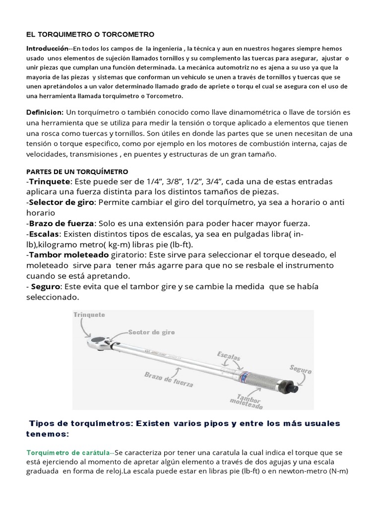 El Torquimetro o Torcometro | PDF