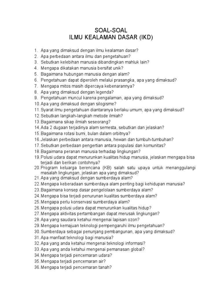 Soal Ilmu Kealaman Dasar | PDF