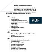 Carreras de La Unam Por Órden Alfabético