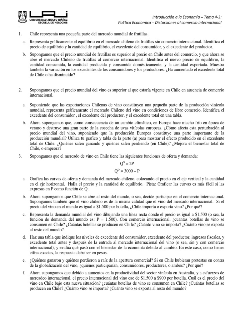 Distorsiones del Comercio Internacional en Chile | PDF | Excedente ...