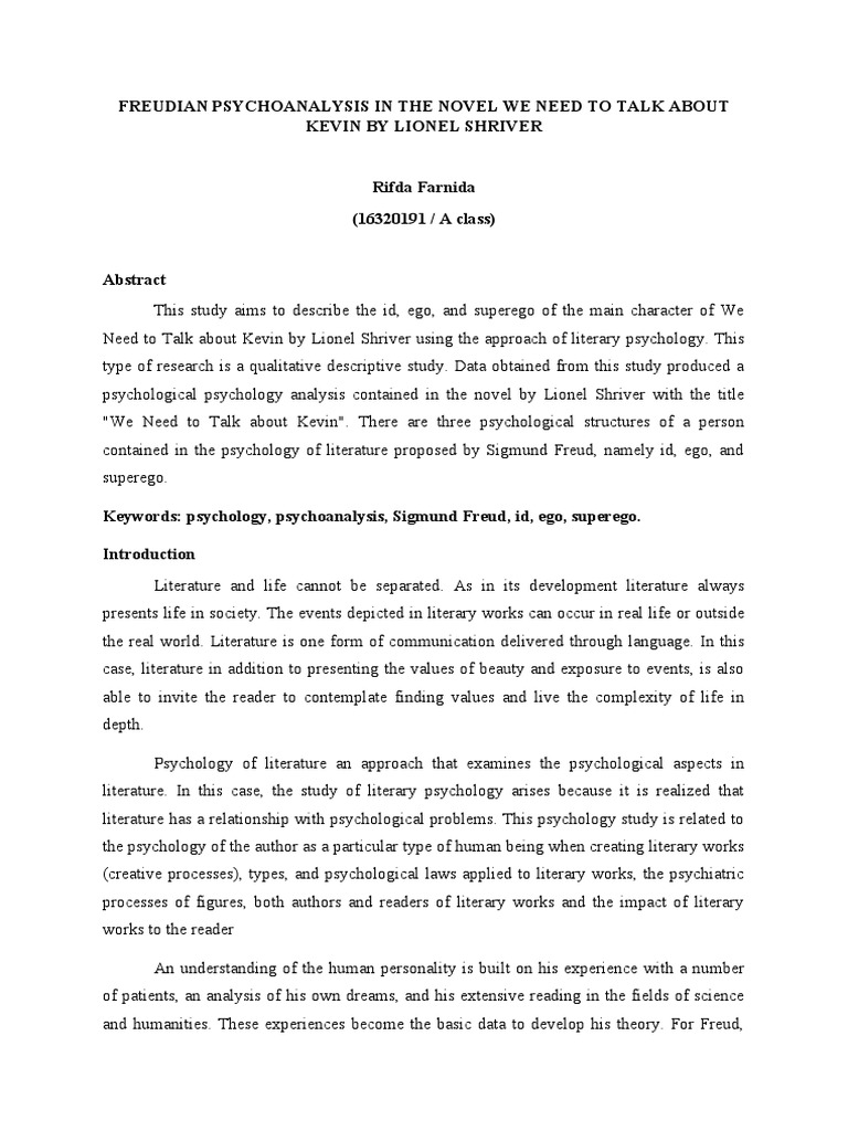 Freud S Id Ego And Superego In Literature Pdf Id Psychoanalysis