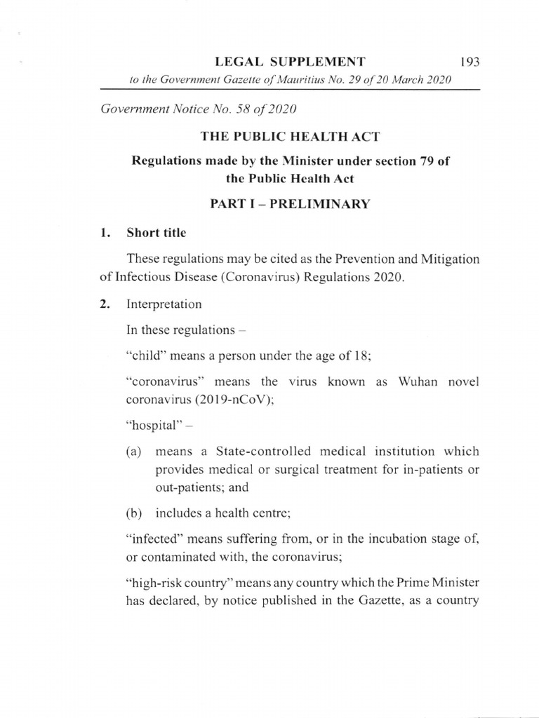 Legal Supplement PDF Quarantine Health Professional