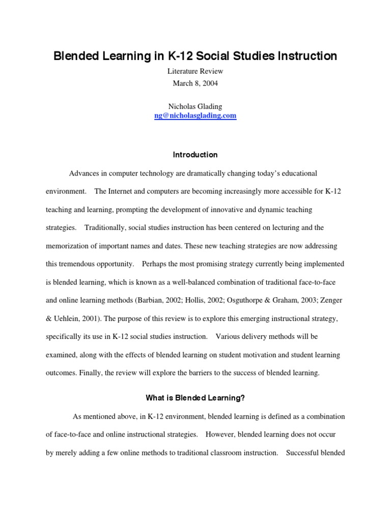 Blended Learning in K-12 Social Studies Instruction PDF | PDF ...