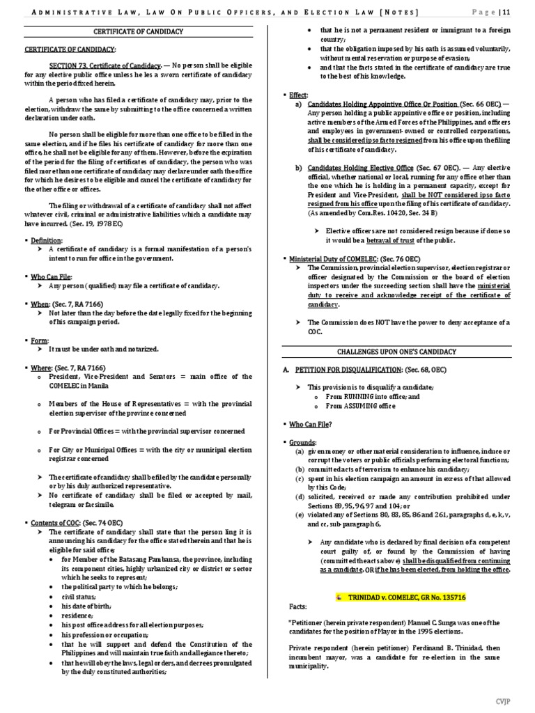 Election Law (Notes) | PDF | Commission On Elections (Philippines ...