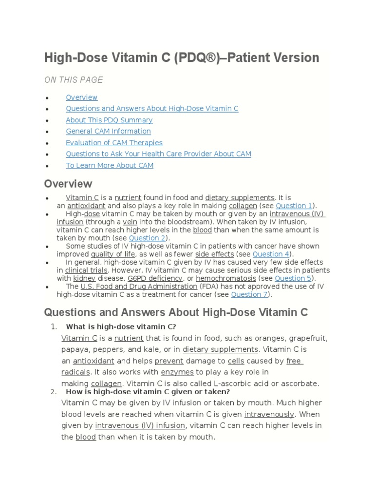 High Dosage of Vitamin C PDF Alternative Medicine Vitamin C
