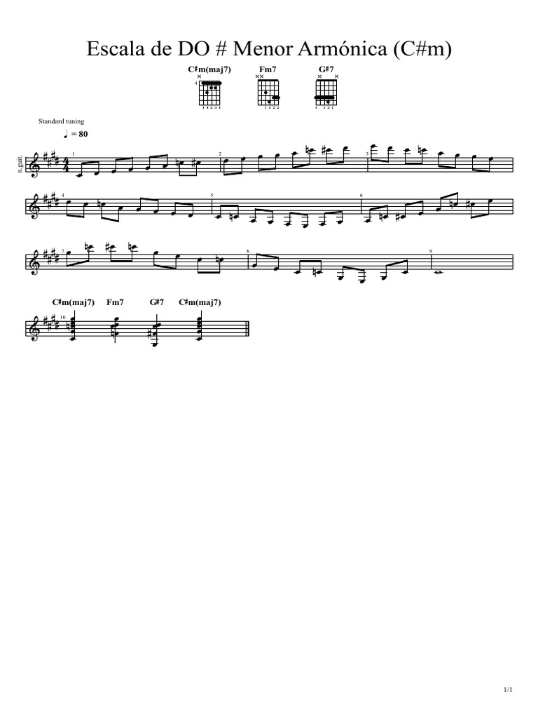 Escala De Do Menor Armónica C M Pdf Pdf