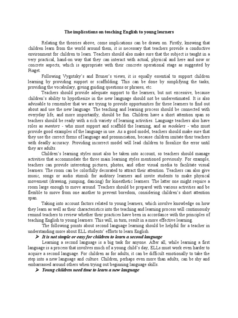 Teaching English to Young Learners | PDF | Second Language | Learning