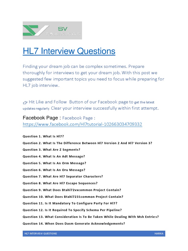 HL7 Interview Preparation Guide | PDF | Career & Growth | Computers