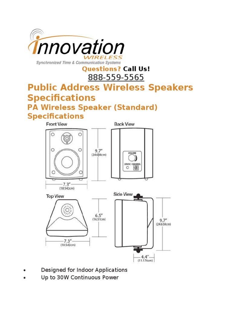 PA Wireless Speaker Specifications | PDF | Loudspeaker | Equalization ...