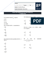 Ficha de exercícios de matemática do 1o trimestre do 8o ano