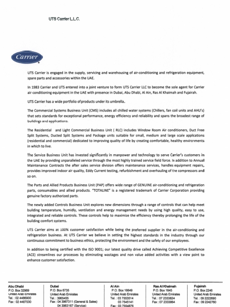 Carrier Company Profile PDF Carrier Corporation Air Conditioning