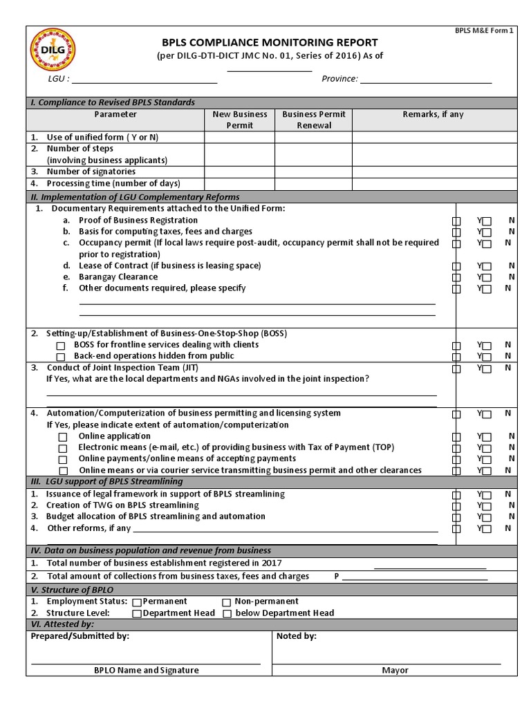 New BPLS Compliance Montitoring Form  PDF  Automation Within Compliance Monitoring Report Template