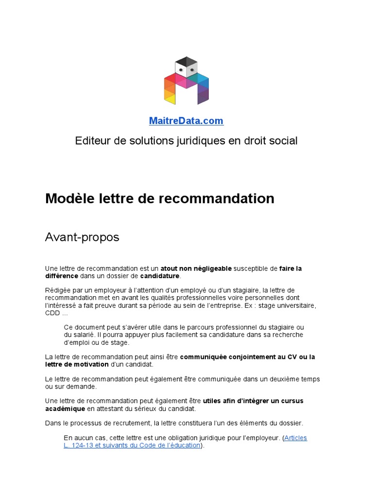 Recommandation Pdf Travail Emploi