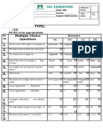 Student's Mathematics Exam with Multiple Choice and Subjective Questions