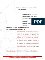 Modelo de Escrito Solicitando Allanamiento A La Demanda