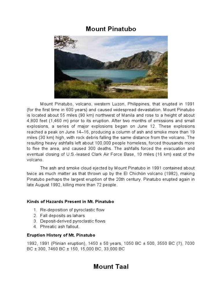 Mount Pinatubo PDF Volcano Types Of Volcanic Eruptions