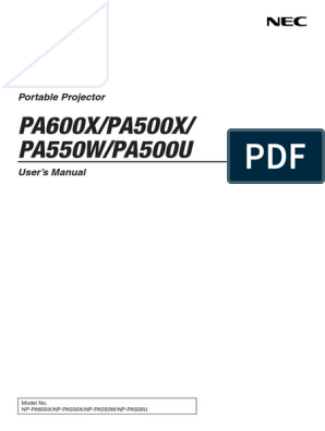 NP-PA600Xs - User's Manual PDF, PDF, Hdmi