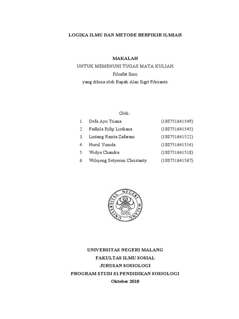 Logika Ilmu Dan Metode Berpikir Ilmiah Pdf