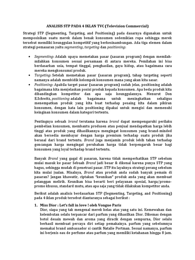 Analisis Stp Pada 4 Iklan Tvc Pdf