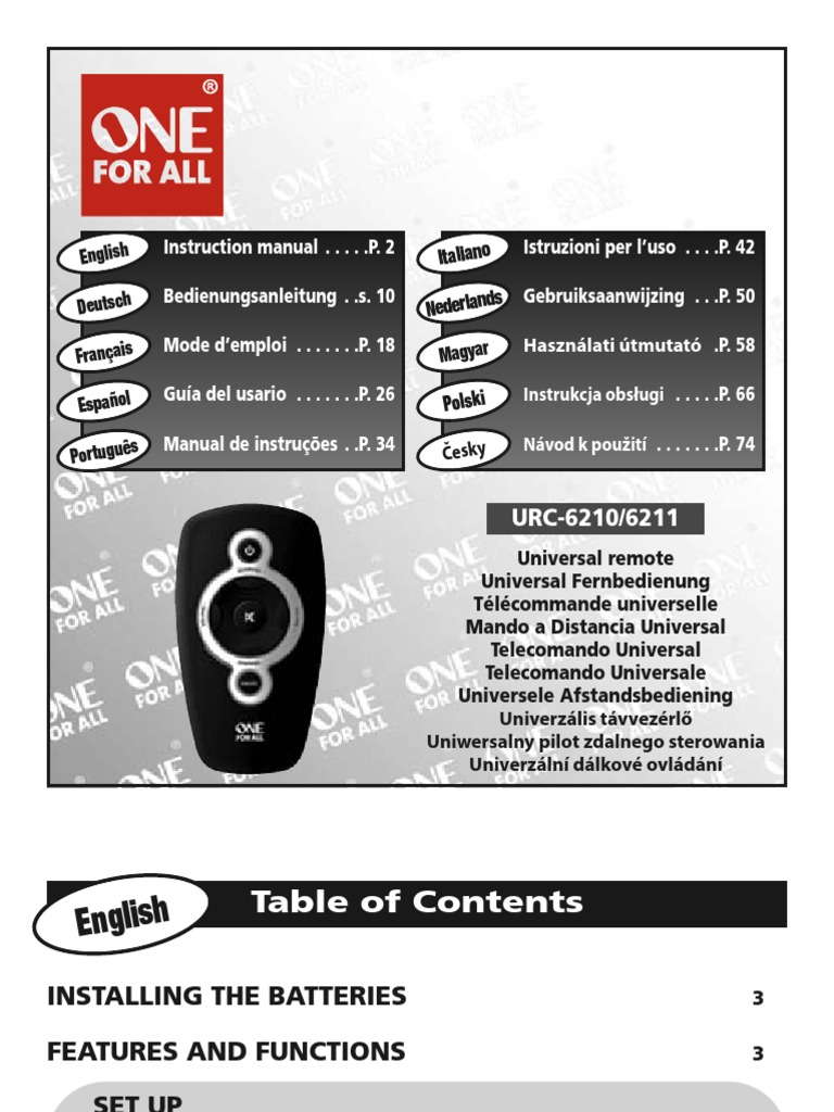 Manual One For All Zapper | PDF | Light Emitting Diode