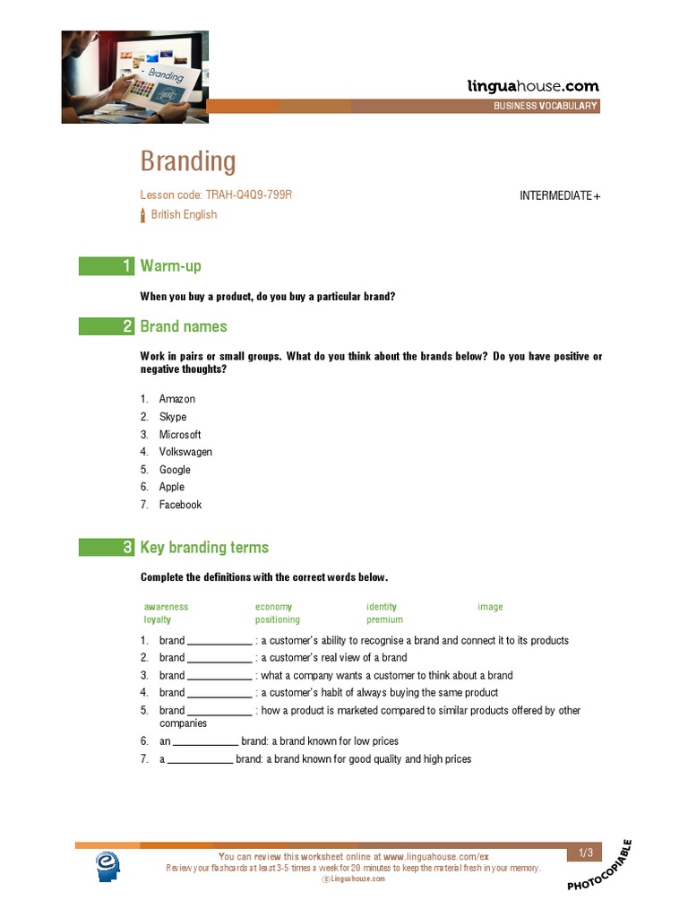 3 Branding | PDF | Brand | Vocabulary