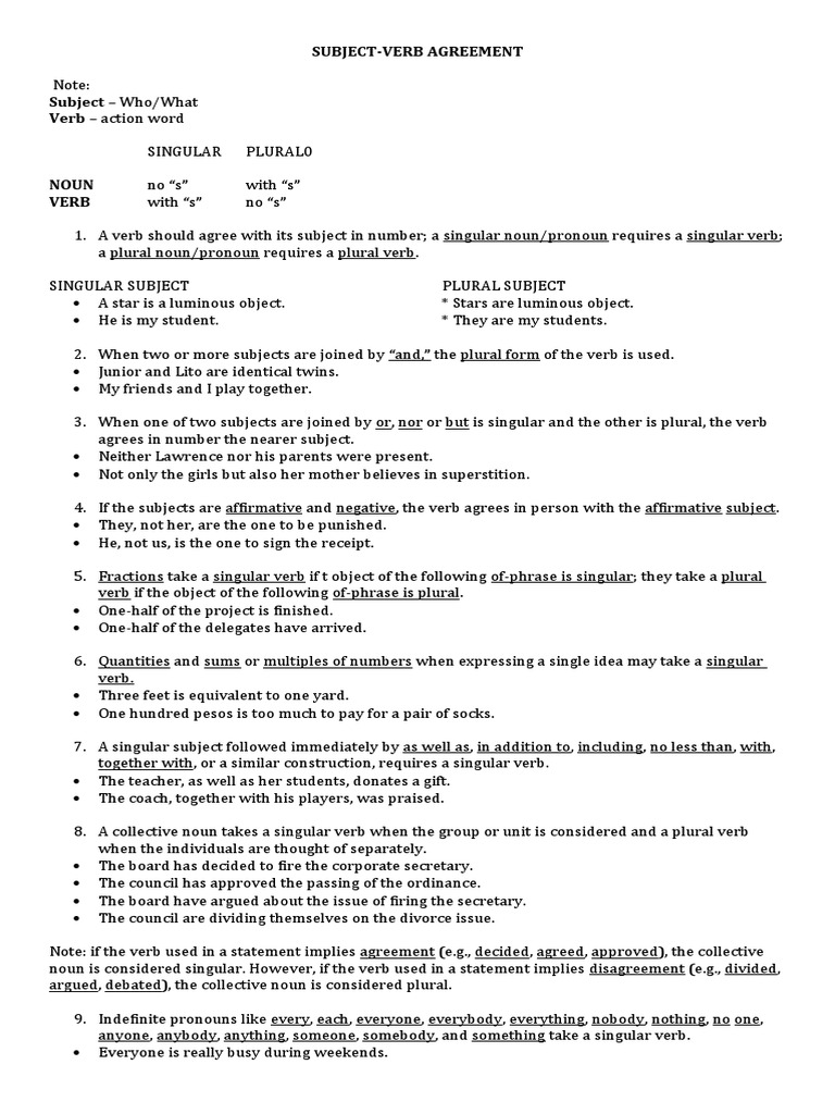 SV Agreement | PDF | Grammatical Number | Plural