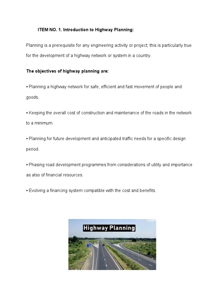 Planning of A Highway Project PDF Road Surveying