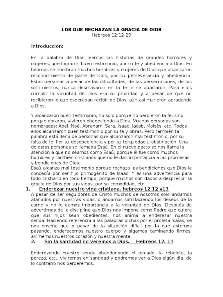 Consecuencias de Rechazar la Gracia de Dios | PDF | Isaac | Dios