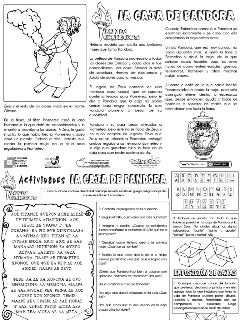Selección Mitos Con Actividades Pdf Pdf Deidades Griegas