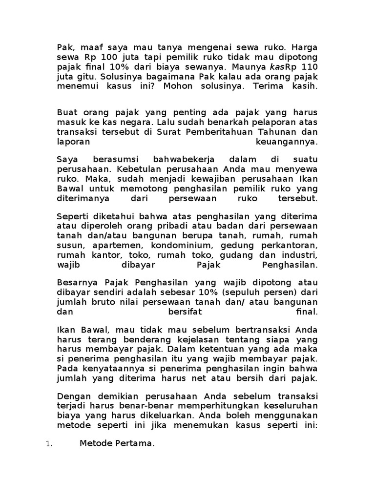 Pajak Sewa Ruko Pdf