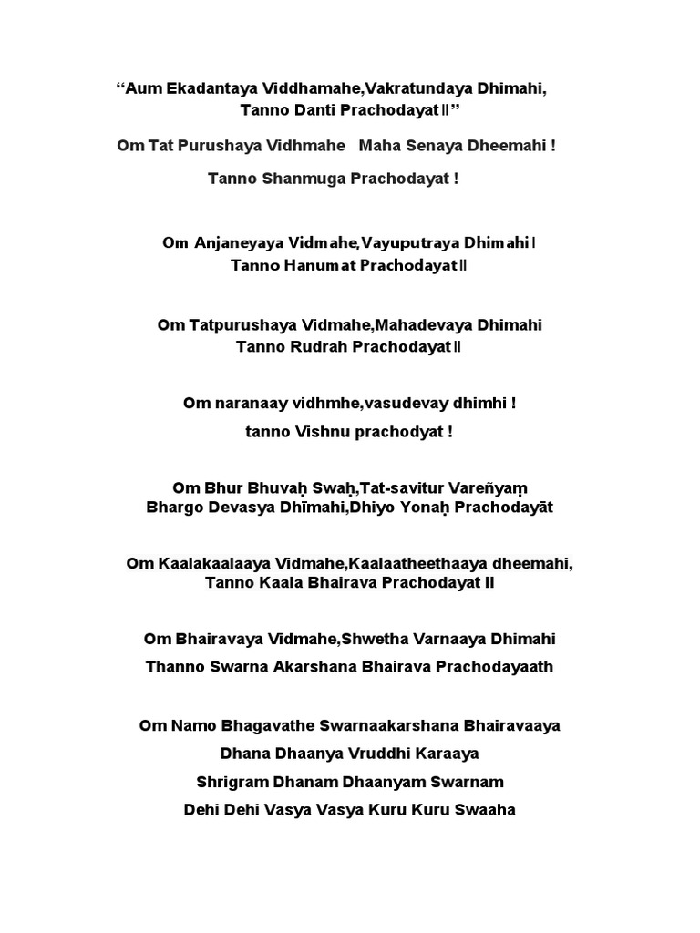 All in One Mantras Eng | PDF | Hindu Philosophical Concepts | Hindu  Literature