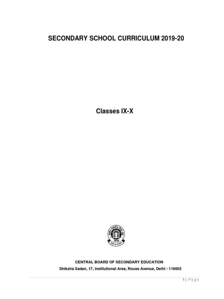 Secondary School Curriculam-2019-20 PDF PDF Educational Assessment Curriculum image
